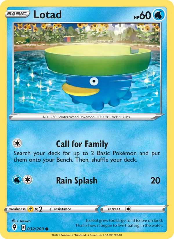 Lotad Common Pokemon card #32 from Evolving Skies