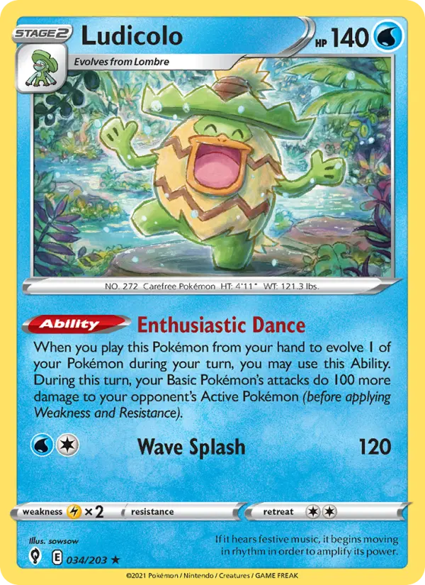 Ludicolo Holo Rare Pokemon card #34 from Evolving Skies