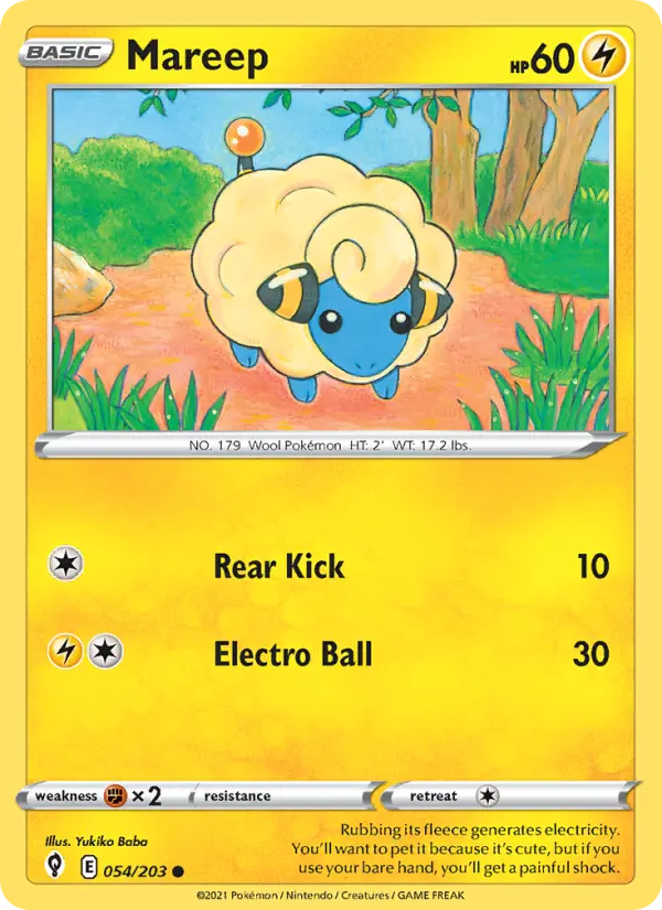Mareep Common Pokemon card #54 from Evolving Skies