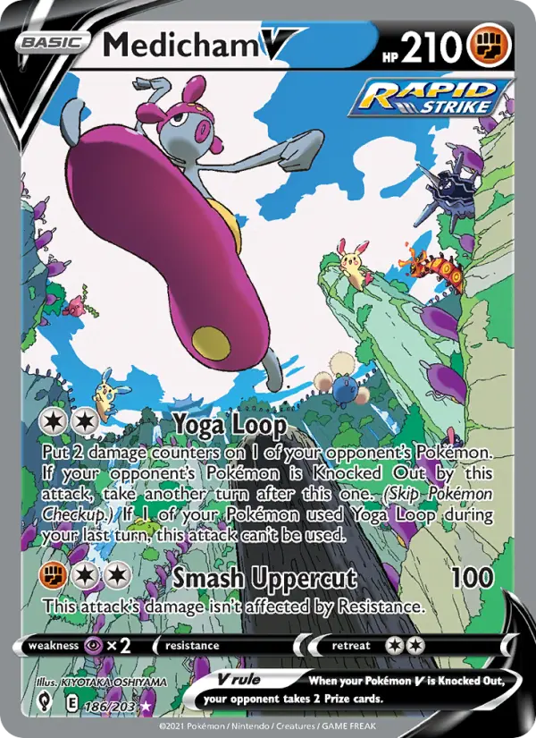 Medicham V Ultra Rare Pokemon card #186 from Evolving Skies