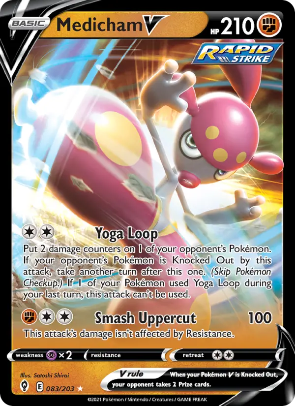 Medicham V Holo Rare V Pokemon card #83 from Evolving Skies