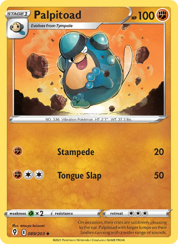 Palpitoad Uncommon Pokemon card #89 from Evolving Skies