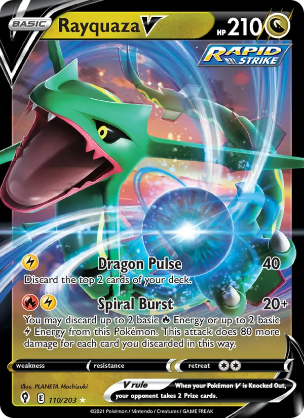 Rayquaza V Holo Rare V Pokemon card #110 from Evolving Skies