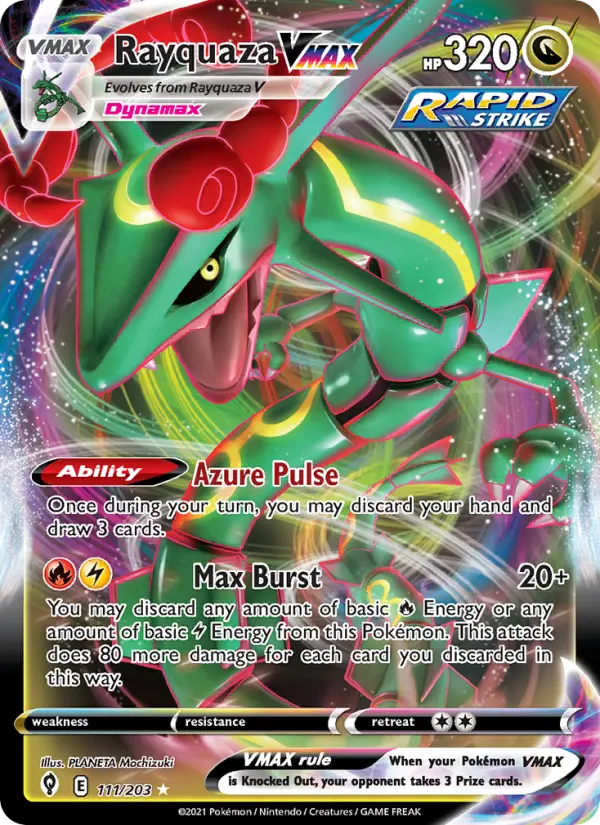 Rayquaza VMAX Holo Rare VMAX Pokemon card #111 from Evolving Skies