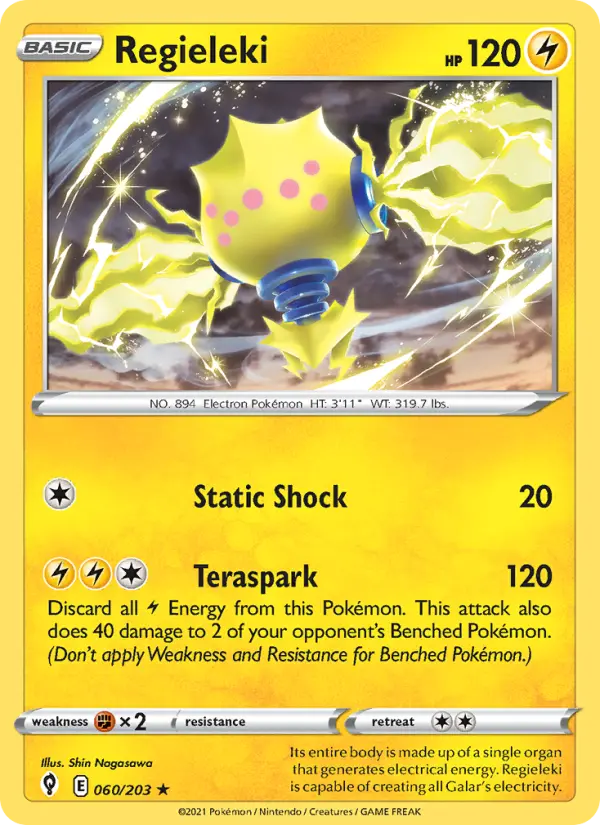 Regieleki Holo Rare Pokemon card #60 from Evolving Skies
