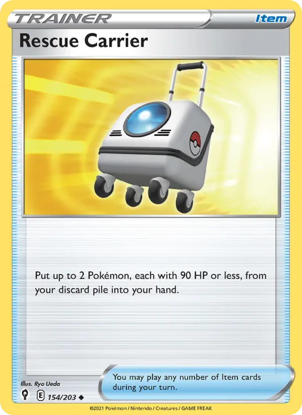 Rescue Carrier Uncommon Pokemon card #154 from Evolving Skies