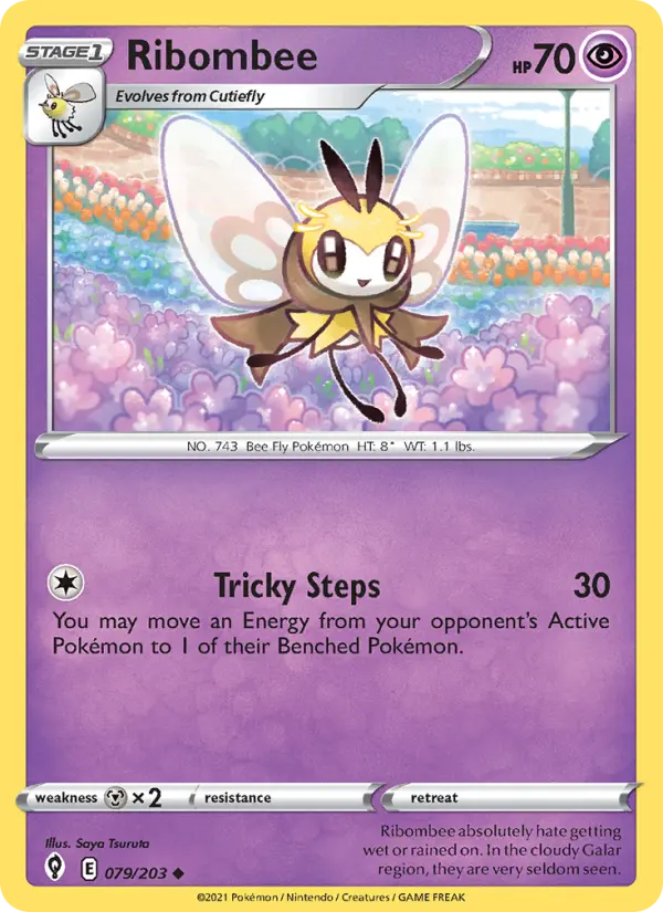 Ribombee Uncommon Pokemon card #79 from Evolving Skies