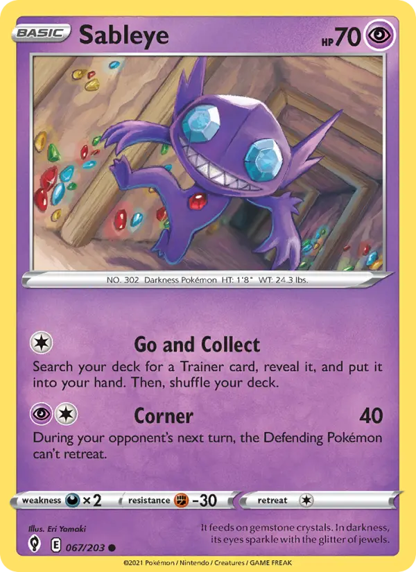 Sableye Common Pokemon card #67 from Evolving Skies