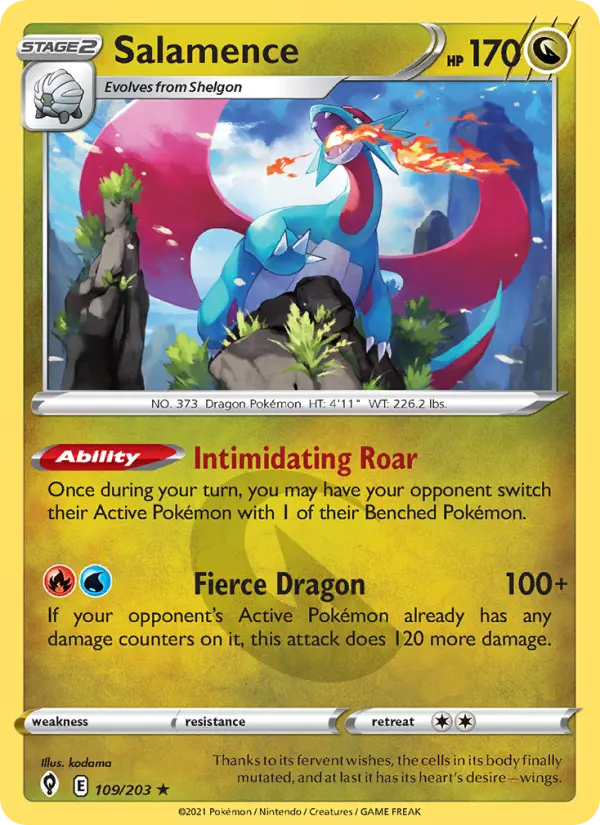 Salamence Holo Rare Pokemon card #109 from Evolving Skies