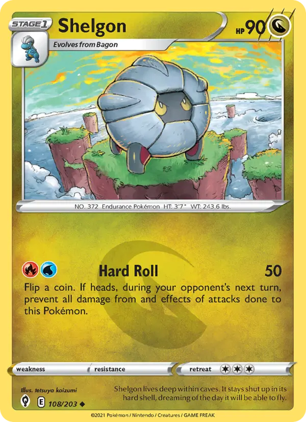 Shelgon Uncommon Pokemon card #108 from Evolving Skies