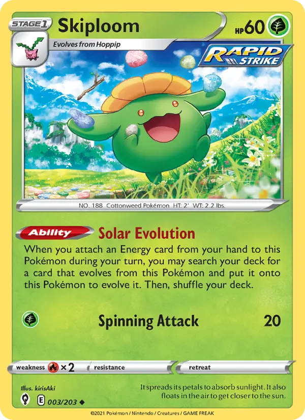Skiploom Uncommon Pokemon card #3 from Evolving Skies