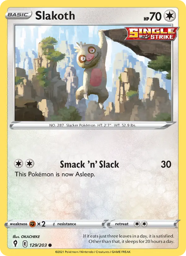 Slakoth Common Pokemon card #129 from Evolving Skies
