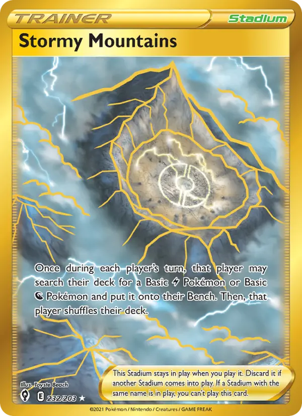 Stormy Mountains Secret Rare Pokemon card #232 from Evolving Skies