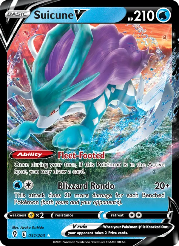 Suicune V Holo Rare V Pokemon card #31 from Evolving Skies