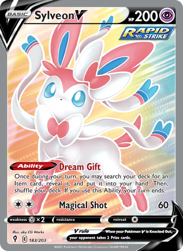 Sylveon V Ultra Rare Pokemon card #183 from Evolving Skies