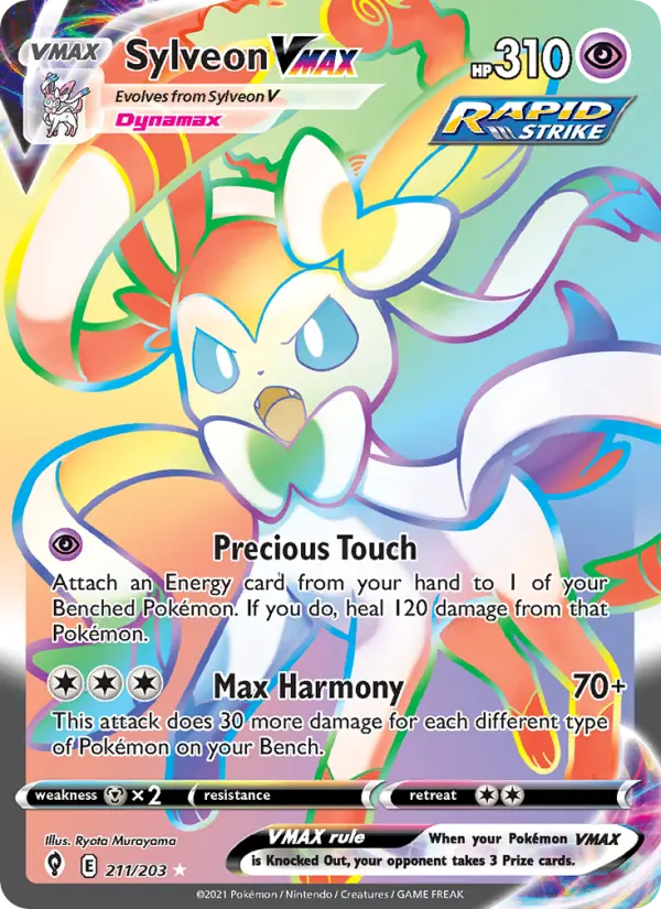 Sylveon VMAX Secret Rare Pokemon card #211 from Evolving Skies