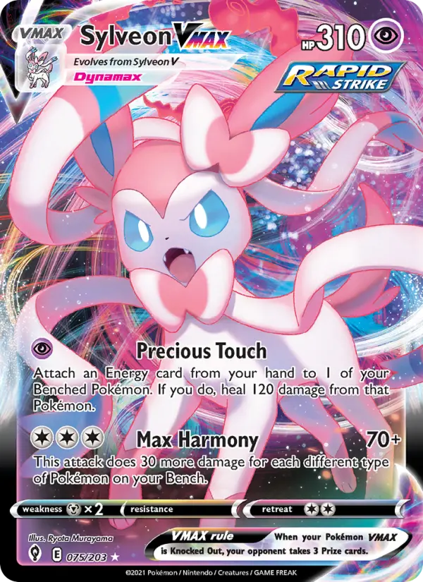 Sylveon VMAX Holo Rare VMAX Pokemon card #75 from Evolving Skies