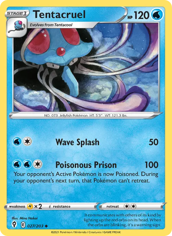 Tentacruel Uncommon Pokemon card #27 from Evolving Skies
