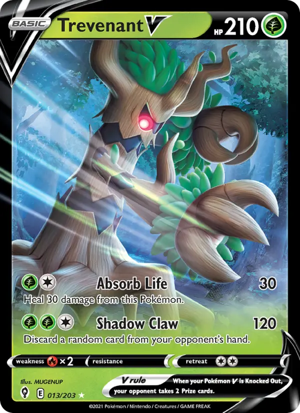 Trevenant V Holo Rare V Pokemon card #13 from Evolving Skies