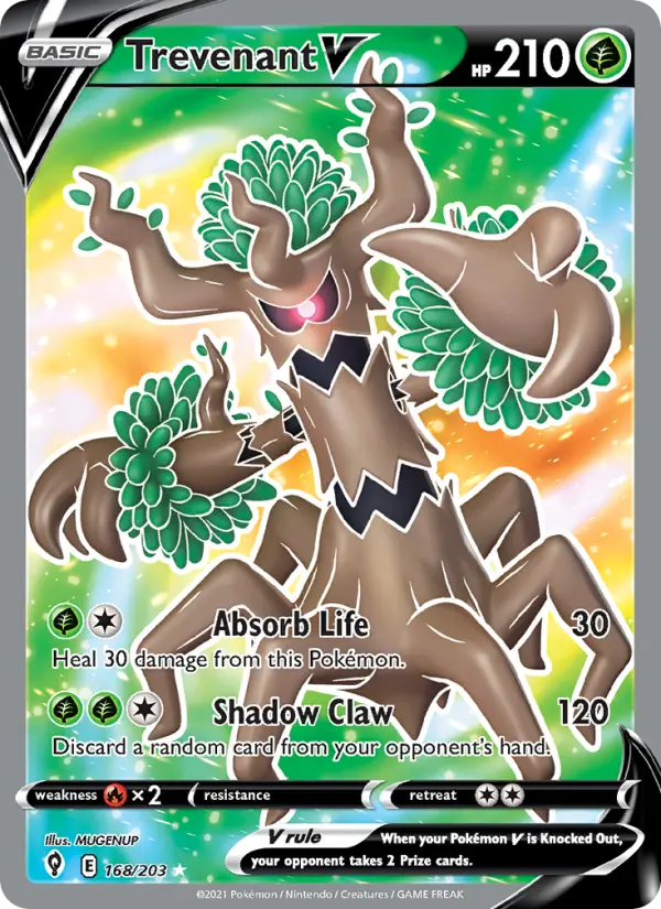 Trevenant V Ultra Rare Pokemon card #168 from Evolving Skies