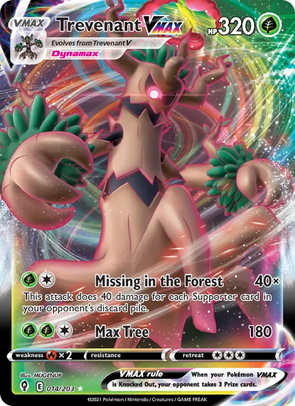 Trevenant VMAX Holo Rare VMAX Pokemon card #14 from Evolving Skies