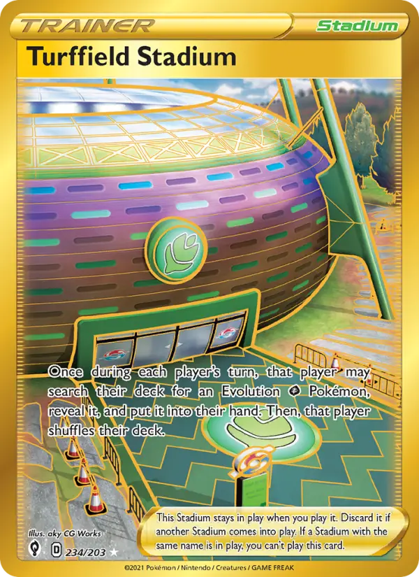 Turffield Stadium Secret Rare Pokemon card #234 from Evolving Skies