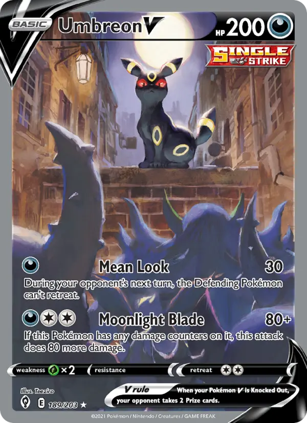 Umbreon V Ultra Rare Pokemon card #189 from Evolving Skies