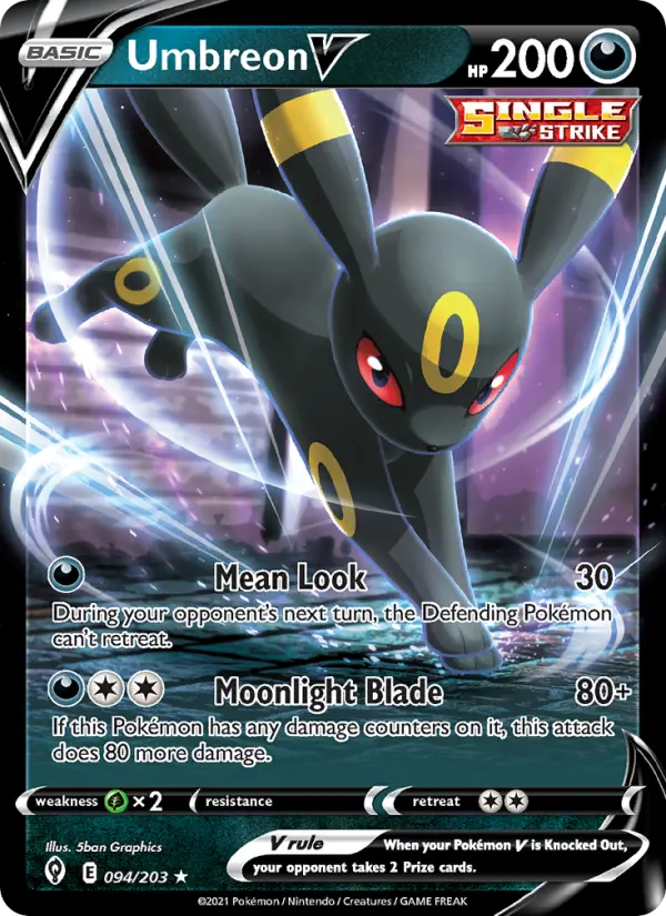 Umbreon V Holo Rare V Pokemon card #94 from Evolving Skies