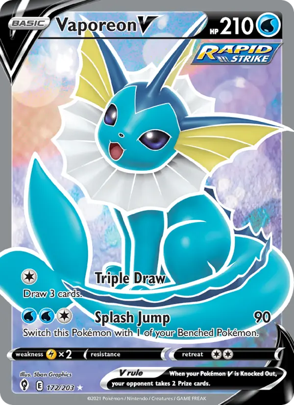Vaporeon V Ultra Rare Pokemon card #172 from Evolving Skies