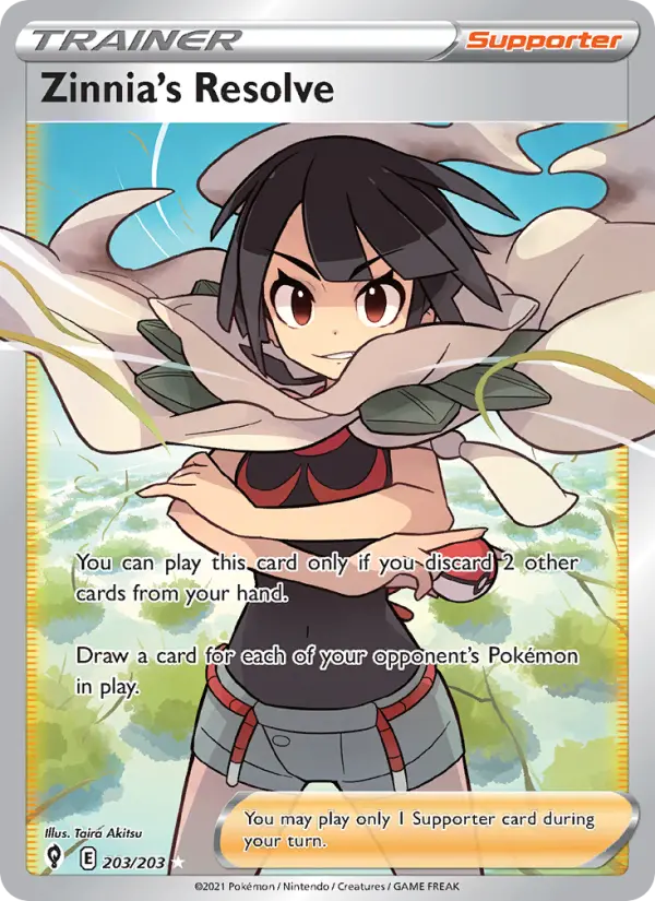 Zinnia's Resolve Ultra Rare Pokemon card #203 from Evolving Skies