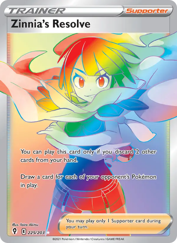 Zinnia's Resolve Secret Rare Pokemon card #225 from Evolving Skies