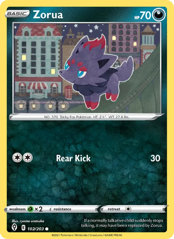 Zorua Common Pokemon card #102 from Evolving Skies