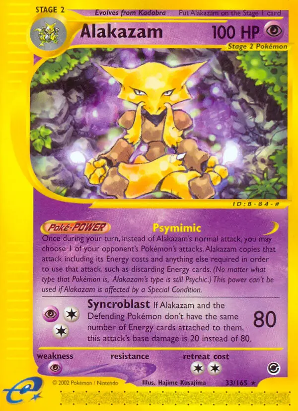 Alakazam Rare Pokemon card #33 from Expedition Base Set