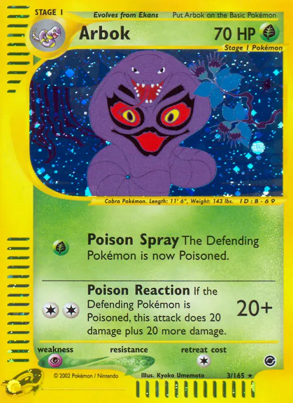 Arbok Rare Pokemon card #3 from Expedition Base Set