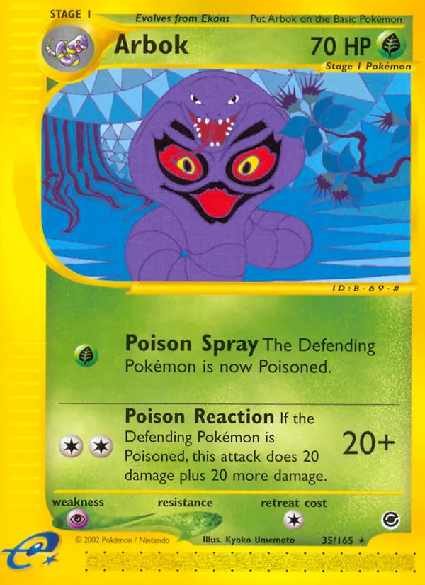 Arbok Rare Pokemon card #35 from Expedition Base Set