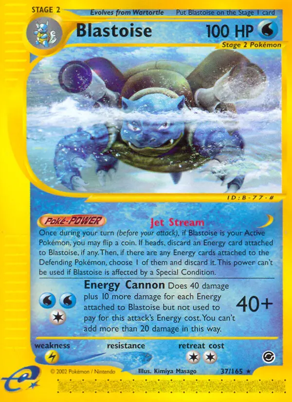 Blastoise Rare Pokemon card #37 from Expedition Base Set