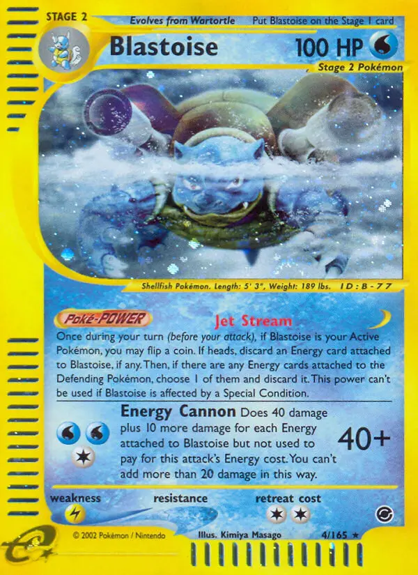 Blastoise Rare Pokemon card #4 from Expedition Base Set