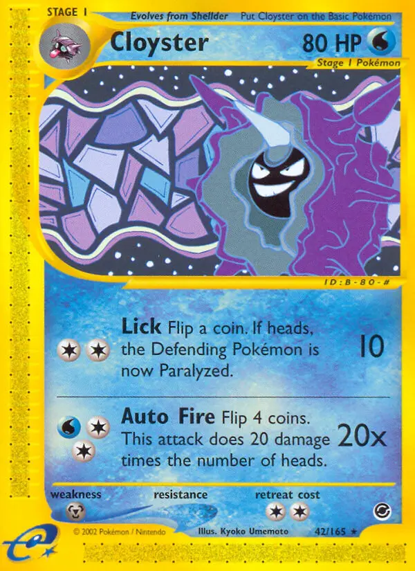 Cloyster Rare Pokemon card #42 from Expedition Base Set