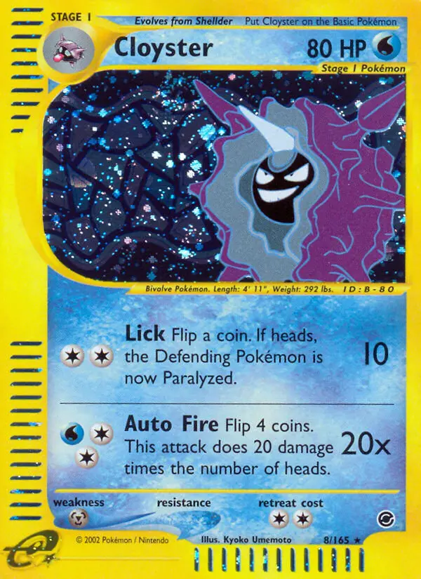 Cloyster Rare Pokemon card #8 from Expedition Base Set