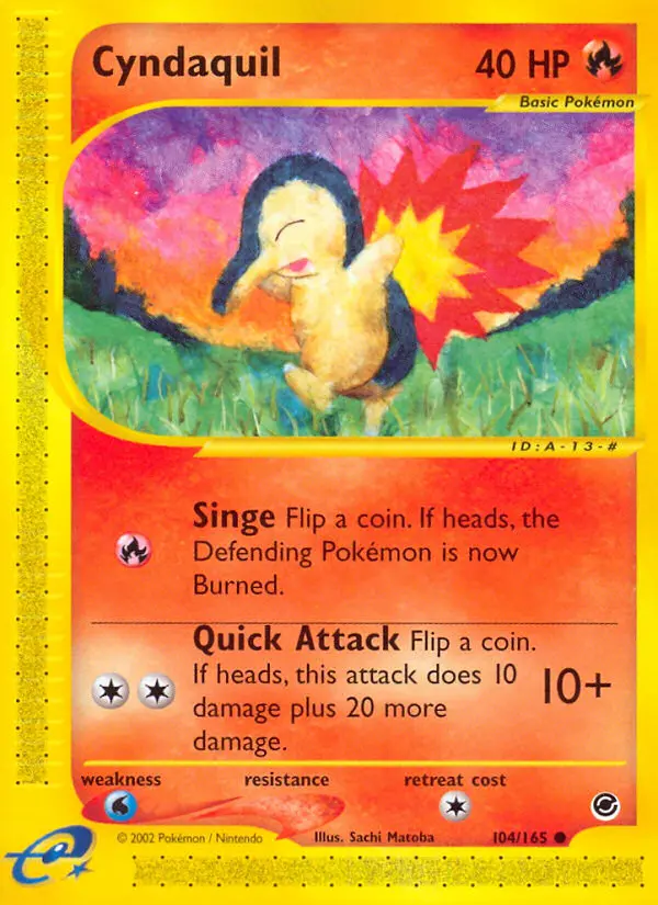 Cyndaquil Common Pokemon card #104 from Expedition Base Set