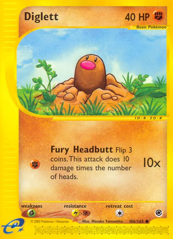 Diglett Common Pokemon card #106 from Expedition Base Set