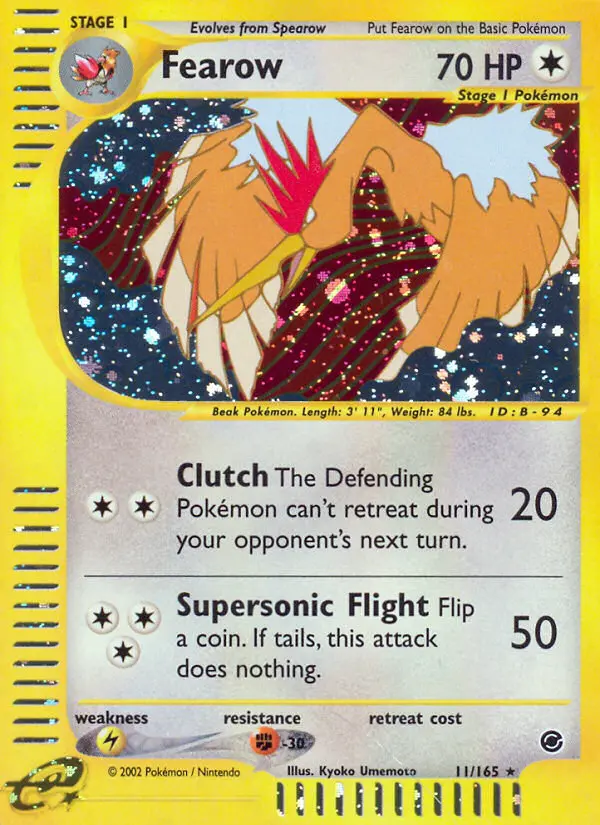 Fearow Rare Pokemon card #11 from Expedition Base Set