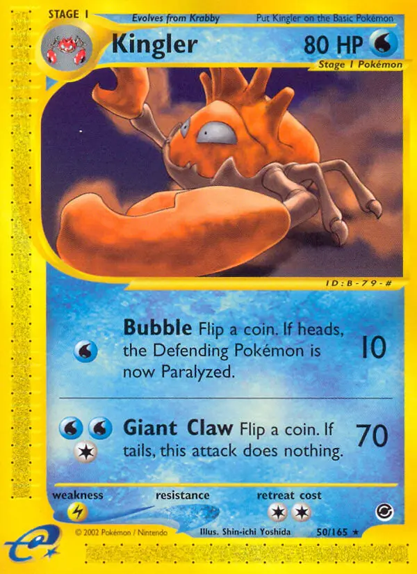 Kingler Rare Pokemon card #50 from Expedition Base Set