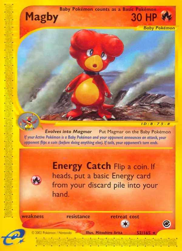 Magby Rare Pokemon card #52 from Expedition Base Set