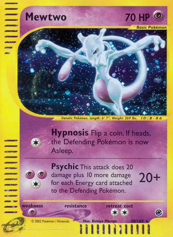 Mewtwo Rare Pokemon card #20 from Expedition Base Set