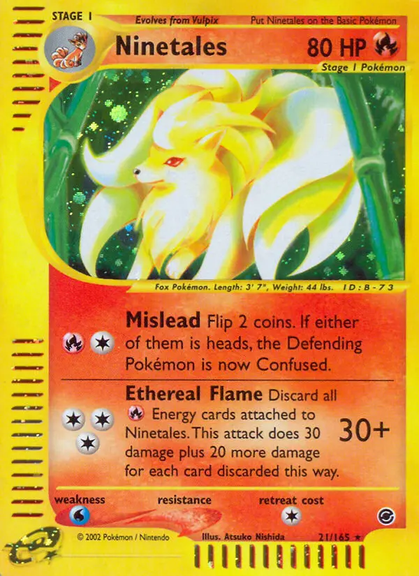Ninetales Rare Pokemon card #21 from Expedition Base Set