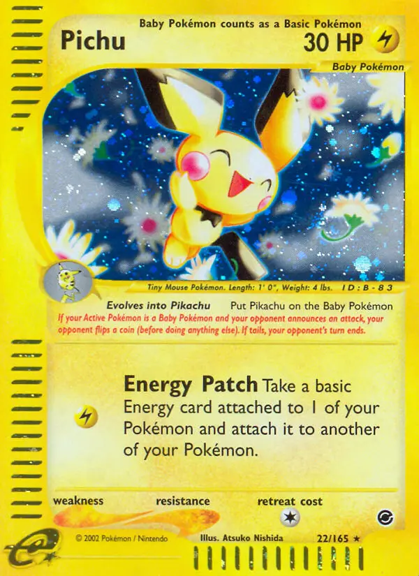 Pichu Rare Pokemon card #22 from Expedition Base Set