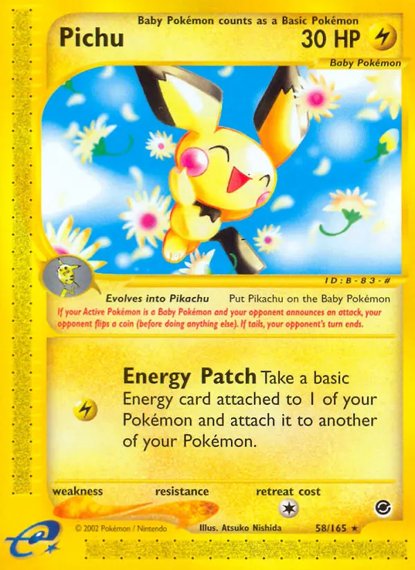 Pichu Rare Pokemon card #58 from Expedition Base Set