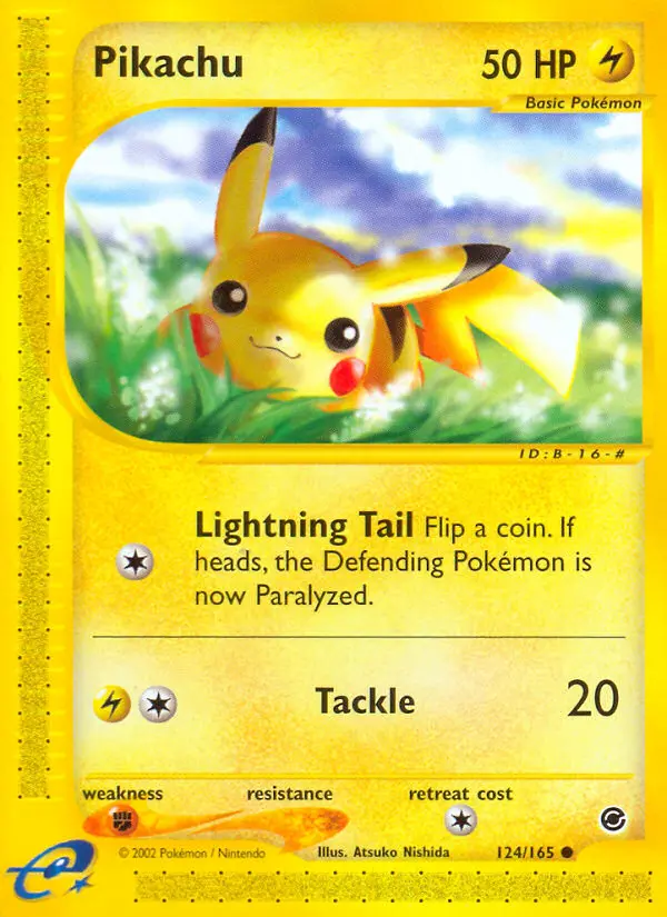 Pikachu Common Pokemon card #124 from Expedition Base Set