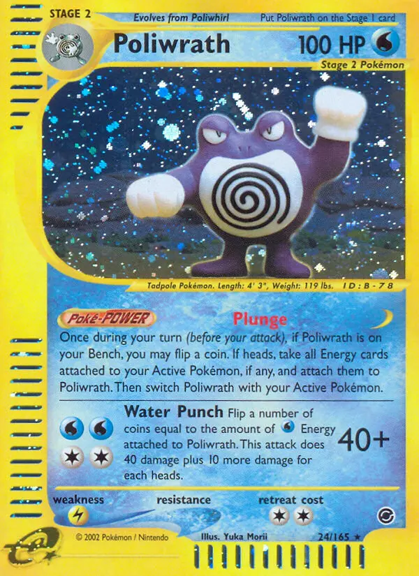 Poliwrath Rare Pokemon card #24 from Expedition Base Set